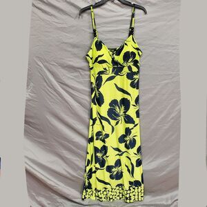 Milano Women Green Blue Floral Long V-Neck Sleeveless Maxi Summer Dress Size L